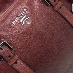 Pre Owned Prada Pink/Eggplant Ombre Cervo Leather Bauletto Bag