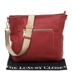Prada Red Pebbled Leather Messenger Bag