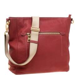 Prada Red Pebbled Leather Messenger Bag