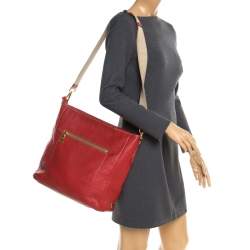 Prada Red Pebbled Leather Messenger Bag
