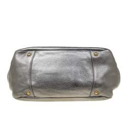 Pre Owned Prada Silver Leather Shopper Tote