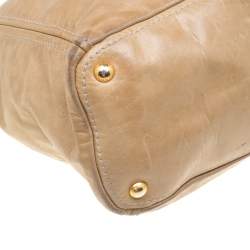 Prada Beige Leather Top Handle Bag