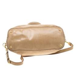 Prada Beige Leather Top Handle Bag