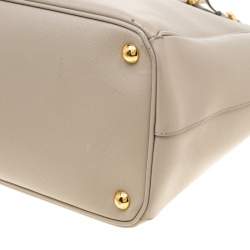 Pre Owned Prada Grey Saffiano Lux Leather Parabole Tote