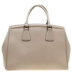 Pre Owned Prada Grey Saffiano Lux Leather Parabole Tote
