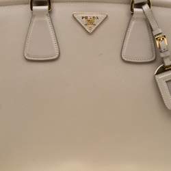 Pre Owned Prada Grey Saffiano Lux Leather Parabole Tote