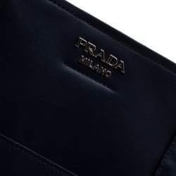 Pre Owned Prada Dark Navy Blue Leather Shopper Tote