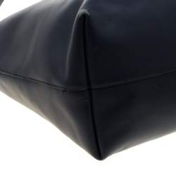 Pre Owned Prada Dark Navy Blue Leather Shopper Tote