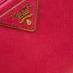 Pre Owned Prada Hot Pink Saffiano Leather Zip Around Wallet