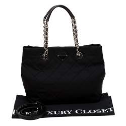 Pre Owned Prada Black Quilted Nylon Shoulder Bag