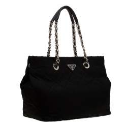 Pre Owned Prada Black Quilted Nylon Shoulder Bag