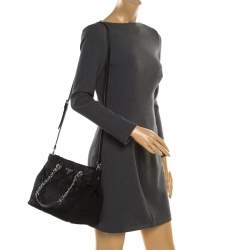 Pre Owned Prada Black Quilted Nylon Shoulder Bag