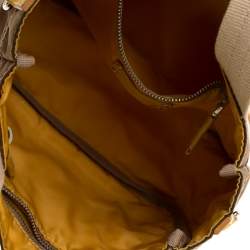 Pre Owned Prada Khaki Nylon Beach Tote