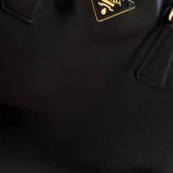 Pre Owned Prada Black Patent Spazzolato Leather Large Double Zip Tote