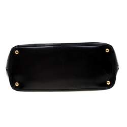 Pre Owned Prada Black Patent Spazzolato Leather Large Double Zip Tote
