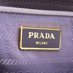 Pre Owned Prada Lilac Saffiano Lux Leather Large Double Zip Tote