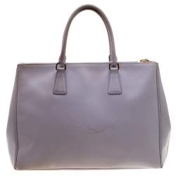 Pre Owned Prada Lilac Saffiano Lux Leather Large Double Zip Tote