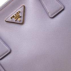 Pre Owned Prada Lilac Saffiano Lux Leather Large Double Zip Tote