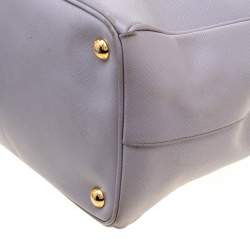 Pre Owned Prada Lilac Saffiano Lux Leather Large Double Zip Tote