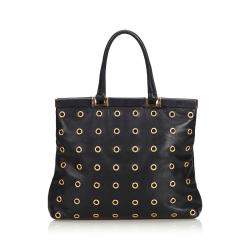 Pre Owned Prada Black Lambskin Grommet Tote