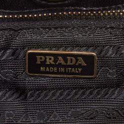 Pre Owned Prada Black Lambskin Grommet Tote