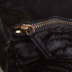 Pre Owned Prada Black Lambskin Grommet Tote