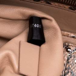 Pre Owned Prada Peach Python Double Zip Executive Tote