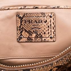 Pre Owned Prada Peach Python Double Zip Executive Tote
