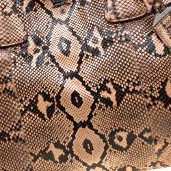 Pre Owned Prada Peach Python Double Zip Executive Tote