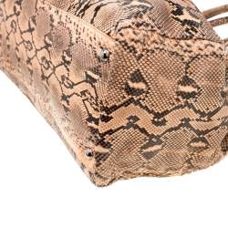 Pre Owned Prada Peach Python Double Zip Executive Tote