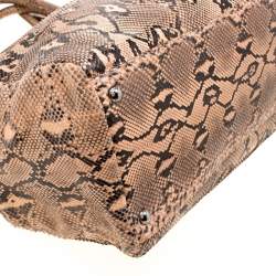 Pre Owned Prada Peach Python Double Zip Executive Tote