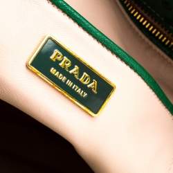 Pre Owned Prada Green Ostrich Large Double Zip Tote