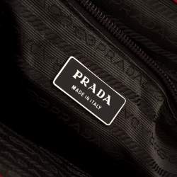 Pre Owned Prada Dark Brown/Leather Canvas and Leather Cerniera Frame Satchel