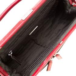 Pre Owned Prada Dark Brown/Leather Canvas and Leather Cerniera Frame Satchel