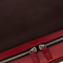 Pre Owned Prada Dark Brown/Leather Canvas and Leather Cerniera Frame Satchel