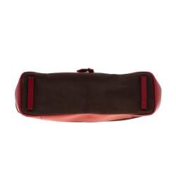 Pre Owned Prada Dark Brown/Leather Canvas and Leather Cerniera Frame Satchel