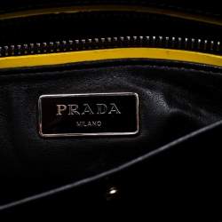 Pre Owned Prada Black/Yellow Patent Leather Top Handle Bag