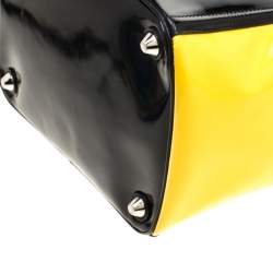 Pre Owned Prada Black/Yellow Patent Leather Top Handle Bag
