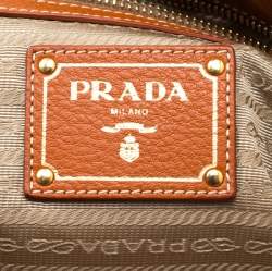 Pre Owned Prada Copper Leather Shopper Tote