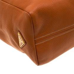 Pre Owned Prada Copper Leather Shopper Tote