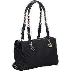 Pre Owned Prada Black Nylon Chain Tote Bag