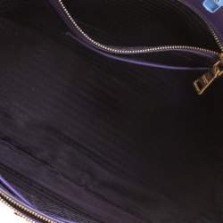 Pre Owned Prada Purple Saffiano Lux Leather Large Double Zip Tote