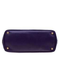 Pre Owned Prada Purple Saffiano Lux Leather Large Double Zip Tote