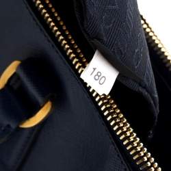 Pre Owned Prada Blue Saffiano Lux Leather Medium Double Zip Tote