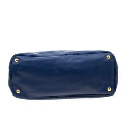 Pre Owned Prada Blue Saffiano Lux Leather Medium Double Zip Tote