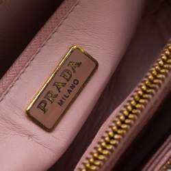 Pre Owned Prada Pink White/Saffiano Lux Leather Camera Chain Crossbody Bag