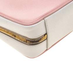 Pre Owned Prada Pink White/Saffiano Lux Leather Camera Chain Crossbody Bag