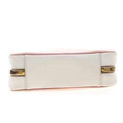 Pre Owned Prada Pink White/Saffiano Lux Leather Camera Chain Crossbody Bag