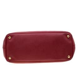 Pre Owned Prada Red Saffiano Lux Leather Large Double Zip Tote