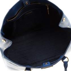 Pre Owned Prada Blue Saffiano Lux Leather Large Gardener's Tote